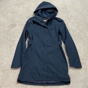 Women's THE NORTH FACE Navy Blue LANEY II Jacket HOODED Trench COAT  M